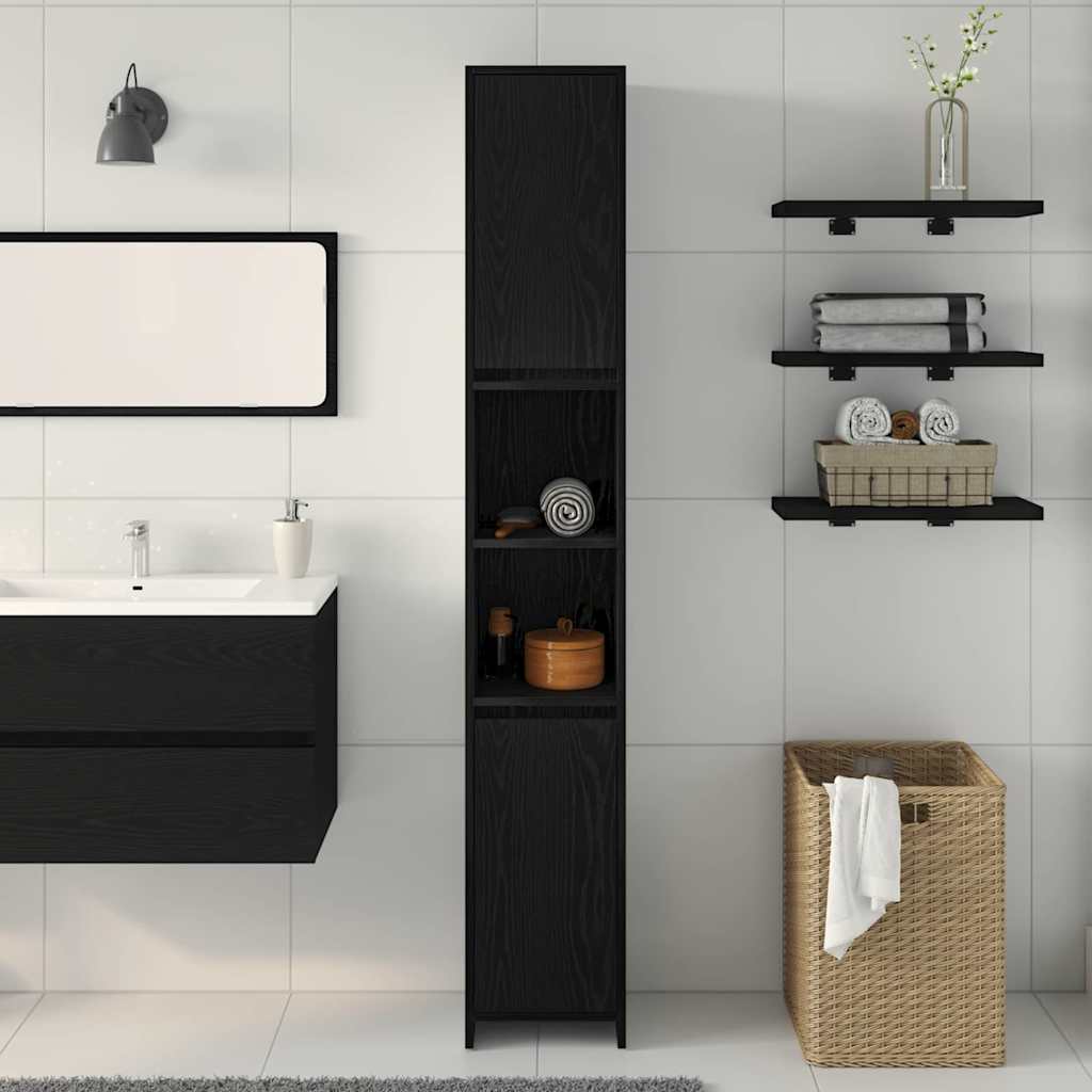 Kupaonski ormar Crni hrast 30 x 30 x 183,5 cm Konstruirano drvo