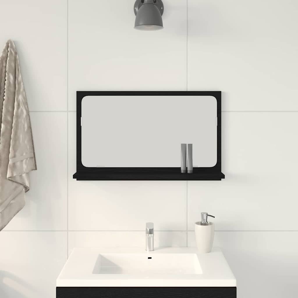 Ogledalo Polica Crni hrast 60 x 10,5 x 37 cm Konstruirano drvo