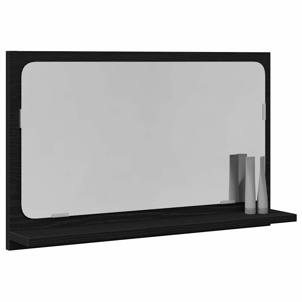 Ogledalo Polica Crni hrast 60 x 10,5 x 37 cm Konstruirano drvo