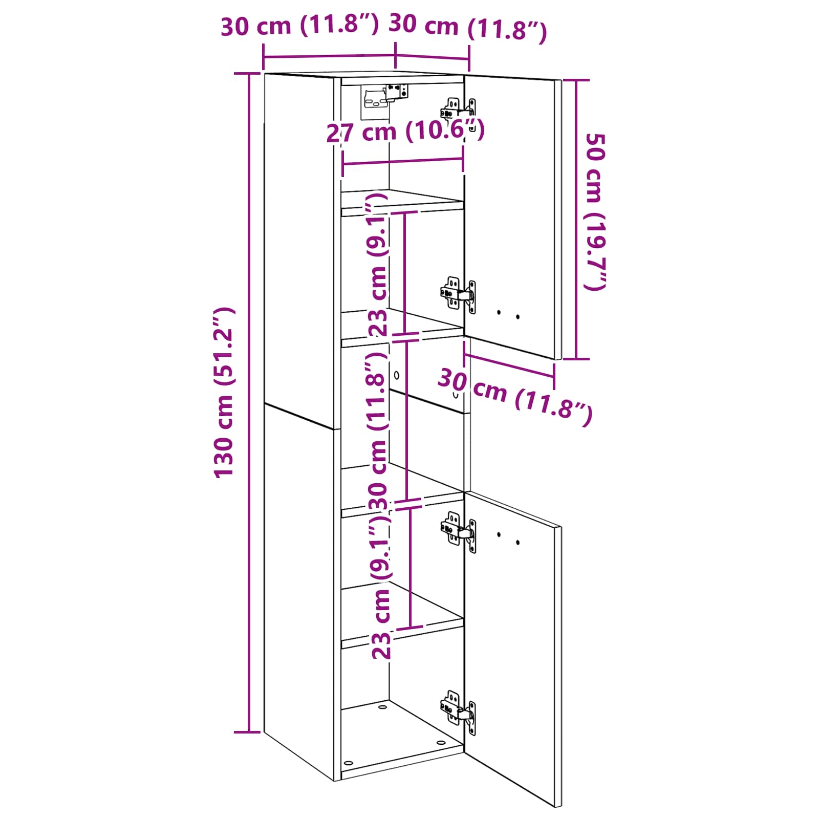 Kupaonski ormar Crni hrast 30 x 30 x 130 cm Konstruirano drvo