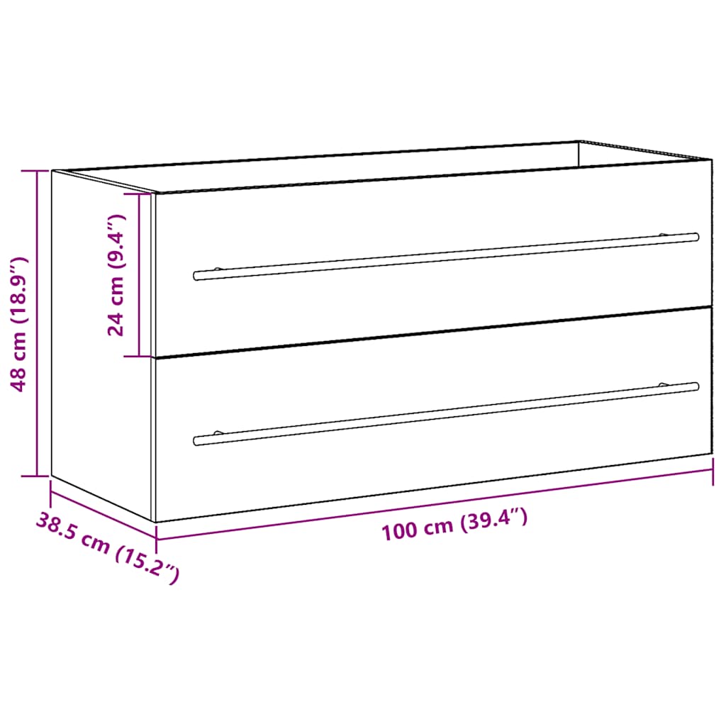 Ormarić za umivaonik u kupaonici crni hrast 100x38,5x48 cm inženjerski drvo