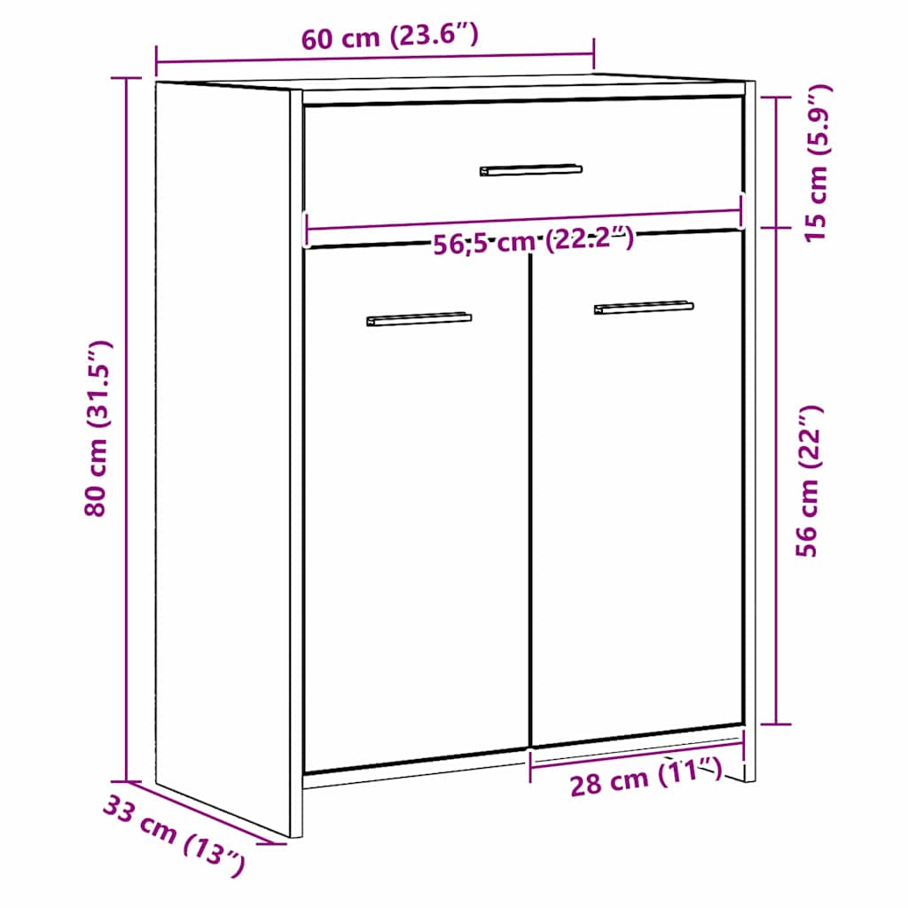Kupaonski ormar Crni hrast 60 x 33 x 80 cm Konstruirano drvo
