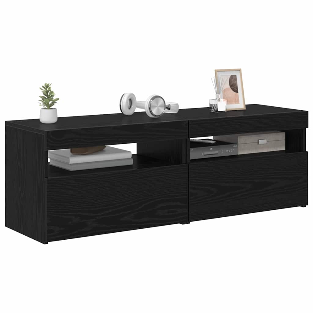 TV ormar 2 pcs Crni hrast 60 x 35 x 40 cm Konstruirano drvo