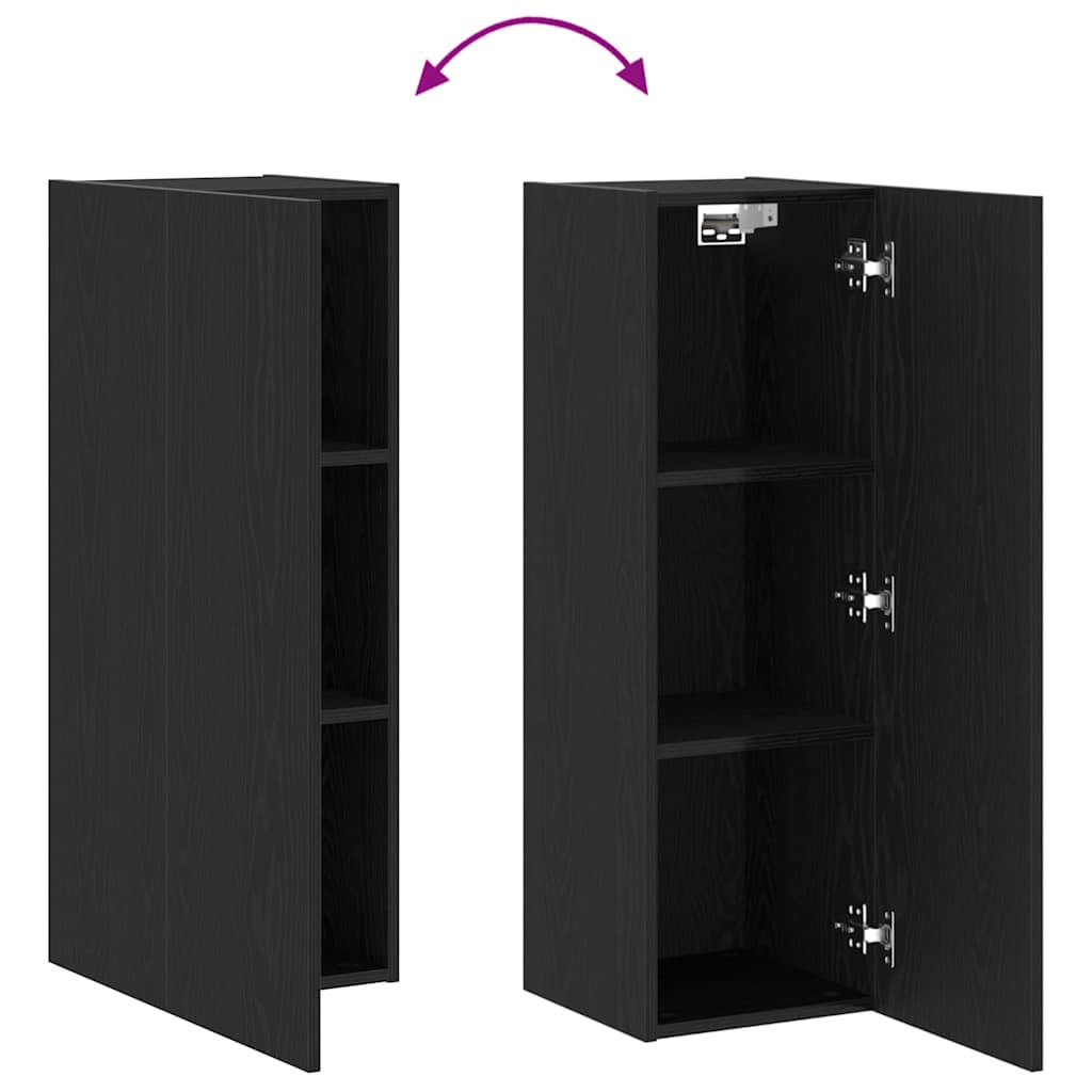 TV Kabinet za Zid Zidne Crni hrast 30,5 x 30 x 90 cm