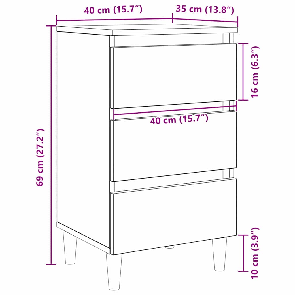 Noćni ormar Crni hrast 40 x 35 x 69 cm Konstruirano drvo