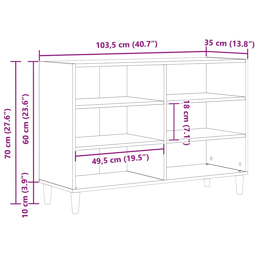 Kreveta Crni hrast 103,5 x 35 x 70 cm Konstruirano drvo