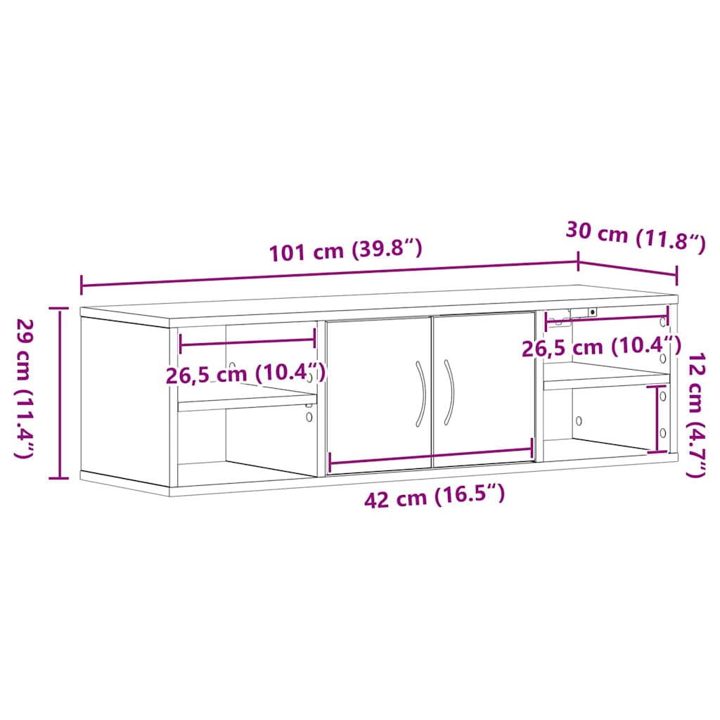 Polica na zidu Crni hrast 102 x 30 x 29 cm Konstruirano drvo