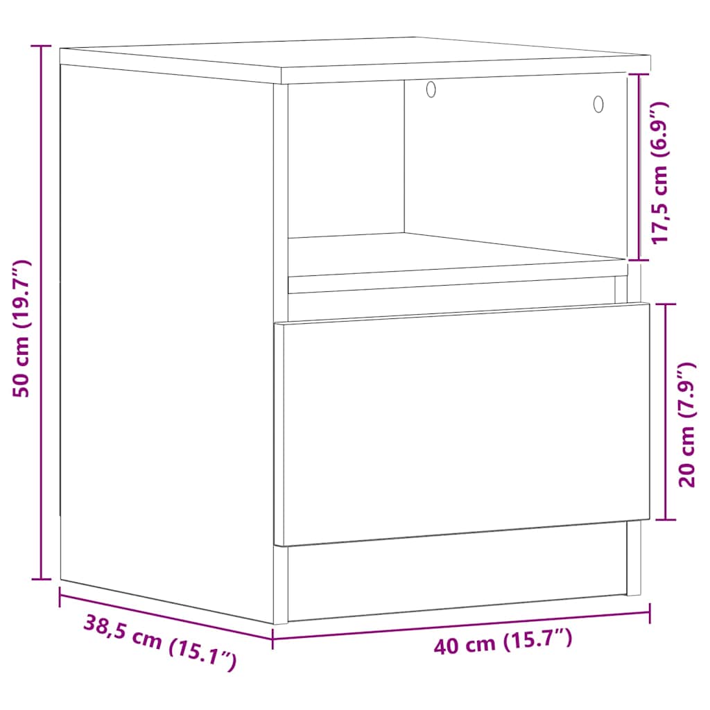 Noćni ormar 2 pcs Crni hrast 40 x 40 x 50 cm Konstruirano drvo