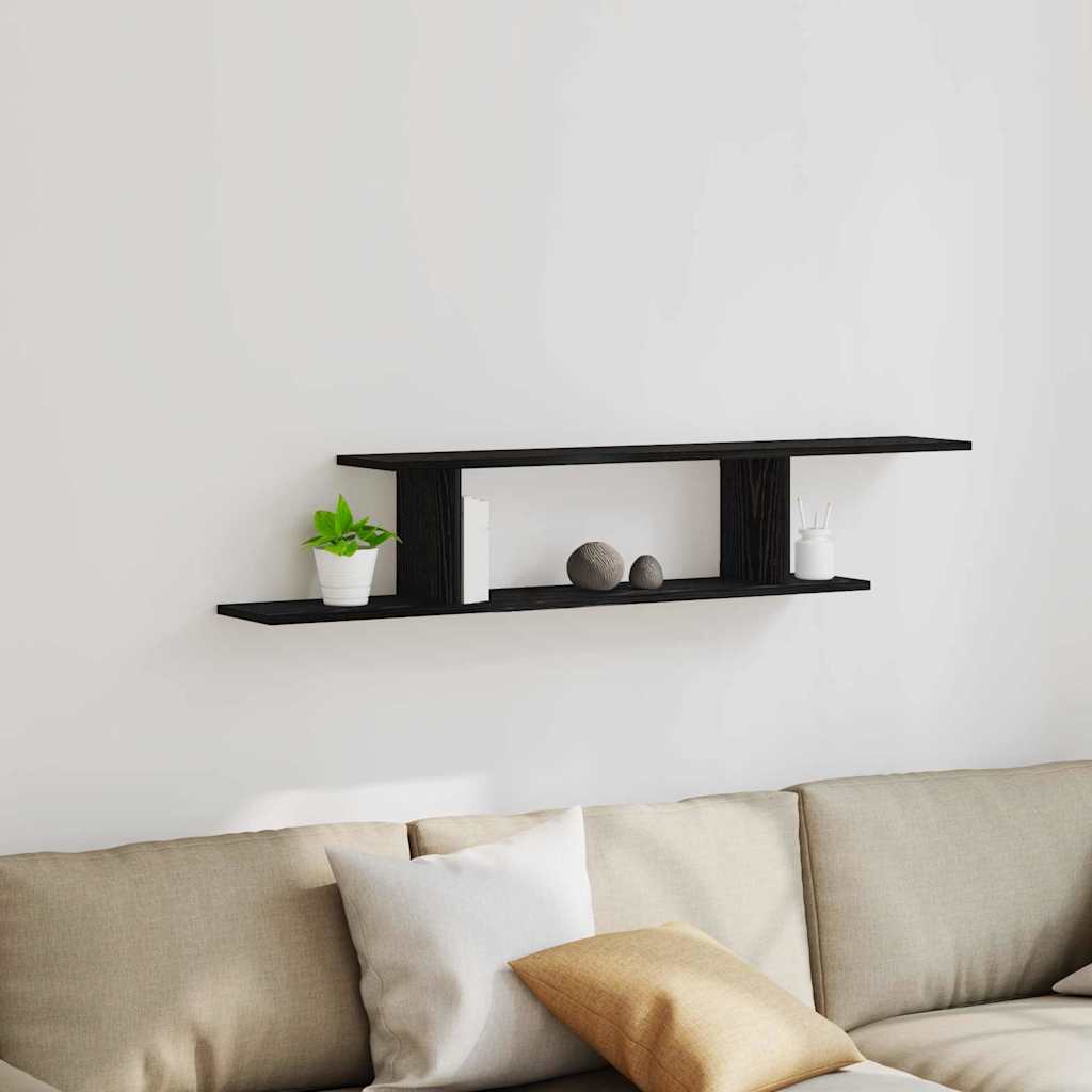 Polica za TV koja se montira na zid Crni hrast 125 x 18 x 23 cm