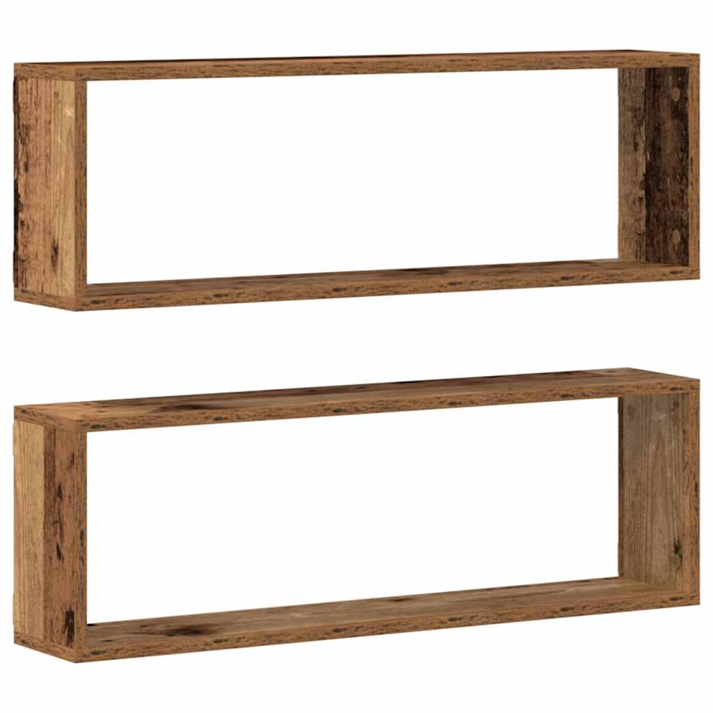 Police na zidu s policom Zidne 2 pcs Staro drvo 80 x 15 x 26 cm