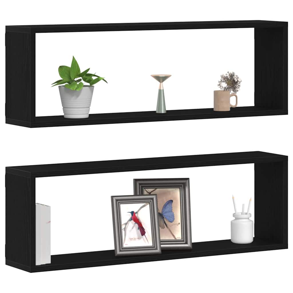 Police na zidu s policom Zidne 2 pcs Crni hrast 80 x 15 x 26 cm