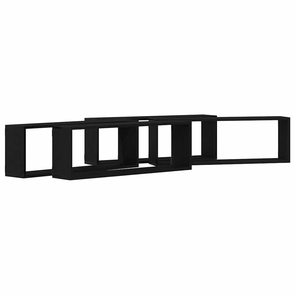 Police na zidu s policom Zidne 4 pcs Crni hrast 80 x 15 x 26 cm