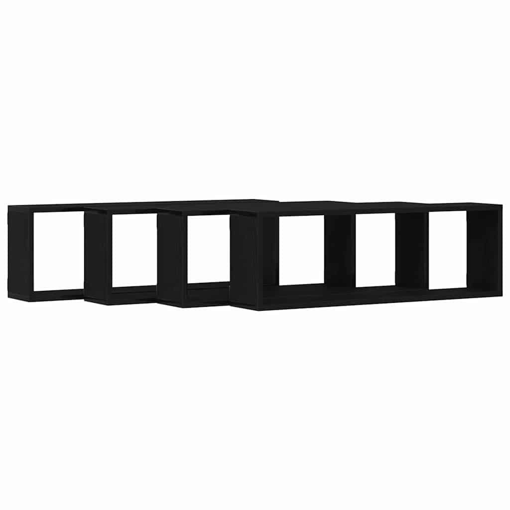 Police na zidu s policom Zidne 4 pcs Crni hrast 80 x 15 x 26 cm