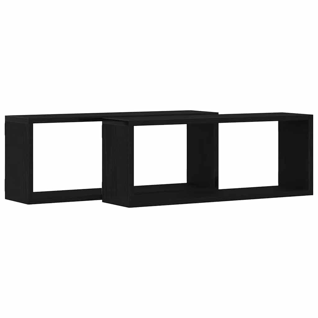 Police na zidu s policom Zidne 2 pcs Crni hrast 60 x 15 x 23 cm