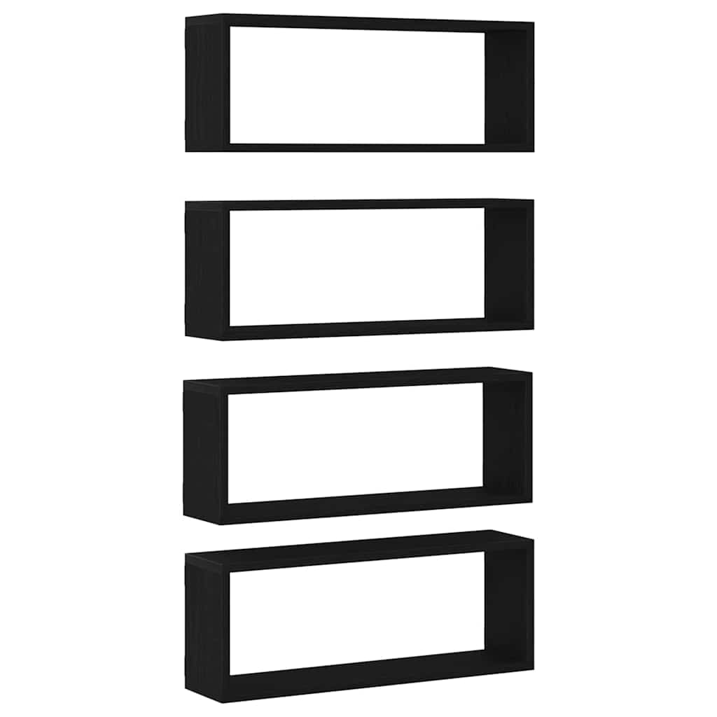 Police na zidu s policom Zidne 4 pcs Crni hrast 60 x 15 x 23 cm