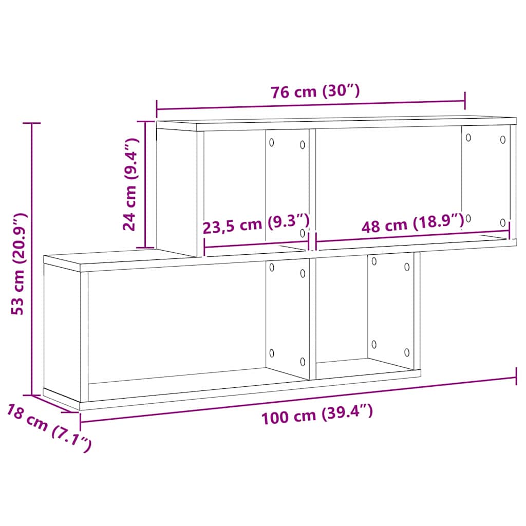Polica na zidu Crni hrast 76 x 15 x 53 cm Konstruirano drvo
