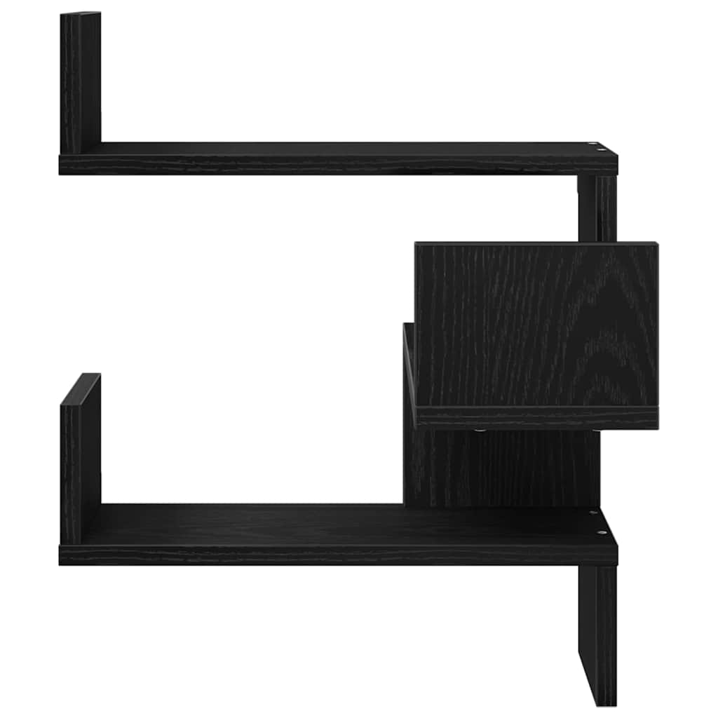 Polica na zidu s policom 2 pcs Crni hrast 40 x 40 x 49,5 cm
