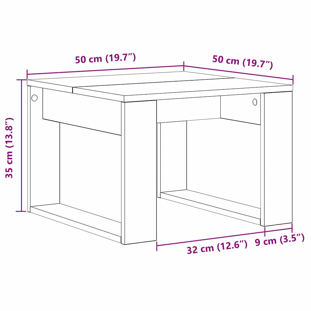 Kava Stol Crni hrast 50 x 50 x 35 cm Konstruirano drvo