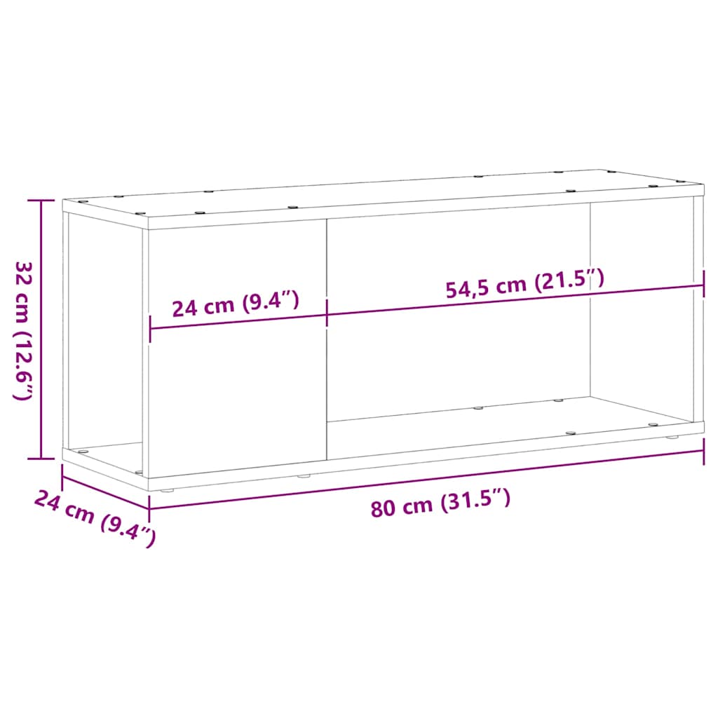 Set TV komoda Crni hrast 80 x 24 x 32 cm Konstruirano drvo
