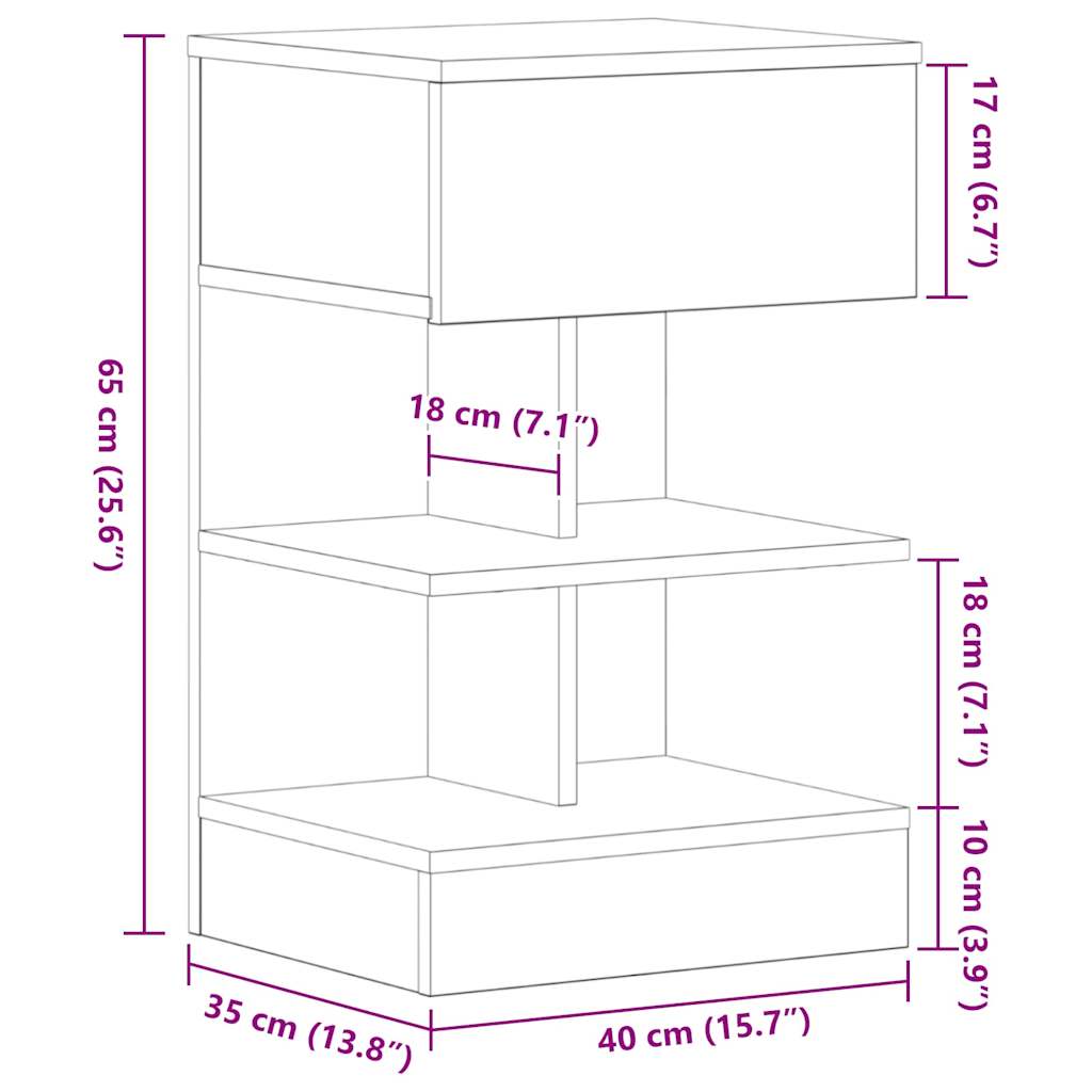 Noćni ormar 2 pcs Crni hrast 40 x 35 x 65 cm Konstruirano drvo