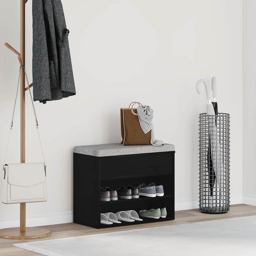 Klupa za cipele Crni hrast 60 x 30 x 45 cm Konstruirano drvo
