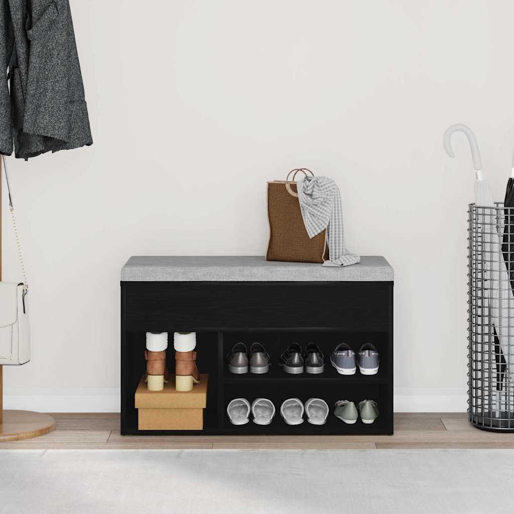 Klupa za cipele Crni hrast 80 x 30 x 45 cm Konstruirano drvo