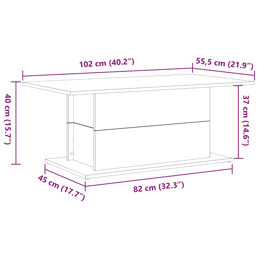 Kava Stol Crni hrast 102 x 55,5 x 40 cm Konstruirano drvo