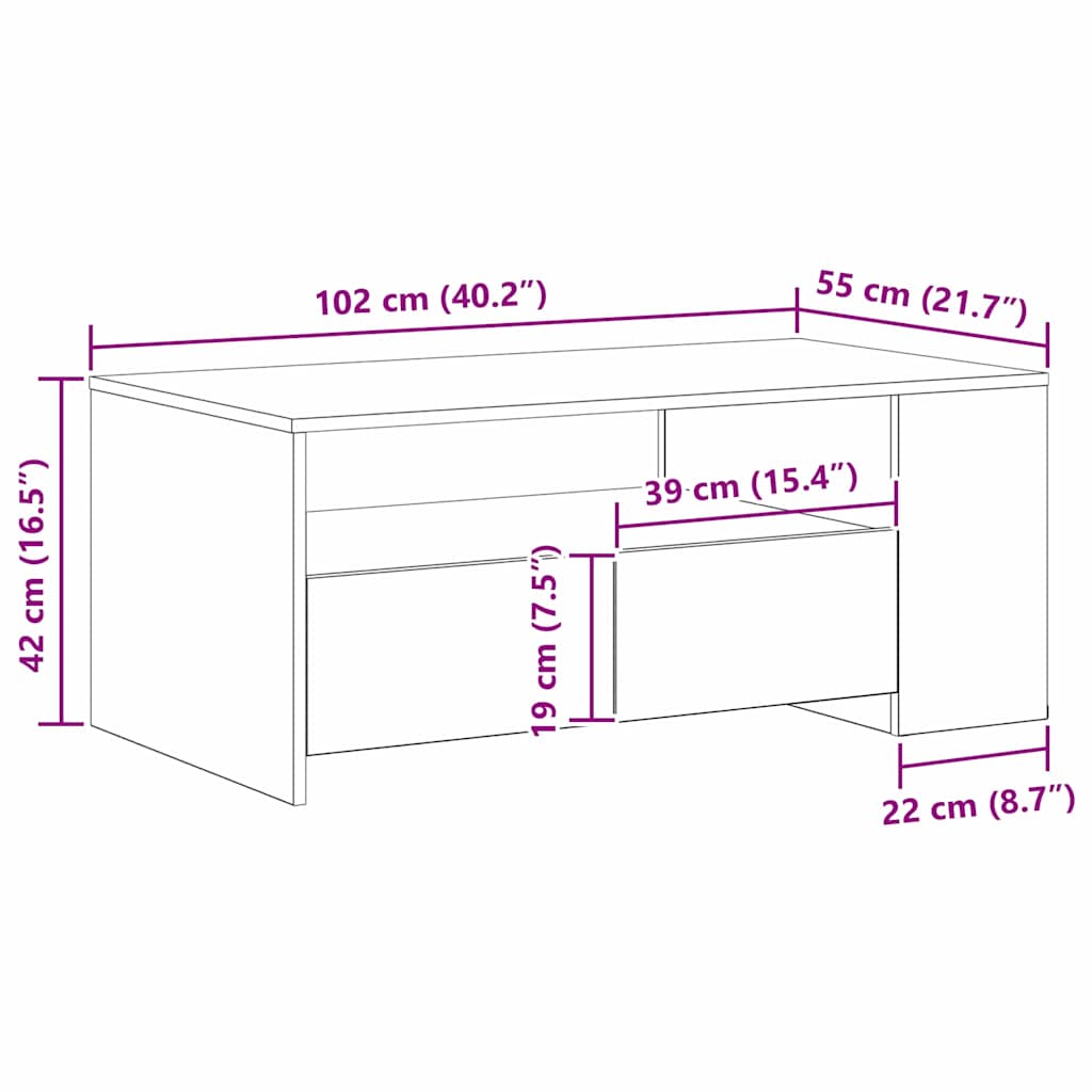 Kava Stol Umjetnički hrast 102 x 55 x 43,5 cm Konstruirano drvo