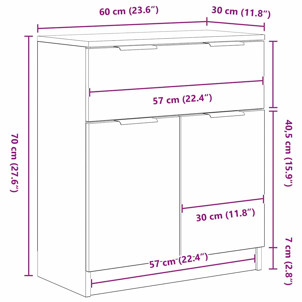 Kreveta Crni hrast 60 x 30 x 70 cm Konstruirano drvo