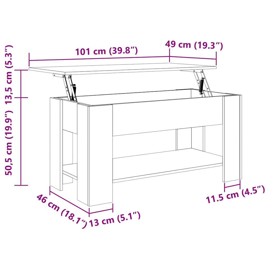 Kava Stol Crni hrast 101 x 49 x 52 cm Konstruirano drvo