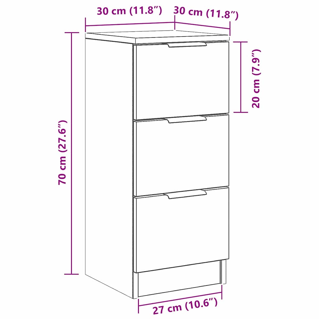Kreveta s ladicama Crni hrast 30 x 30 x 70 cm Konstruirano drvo