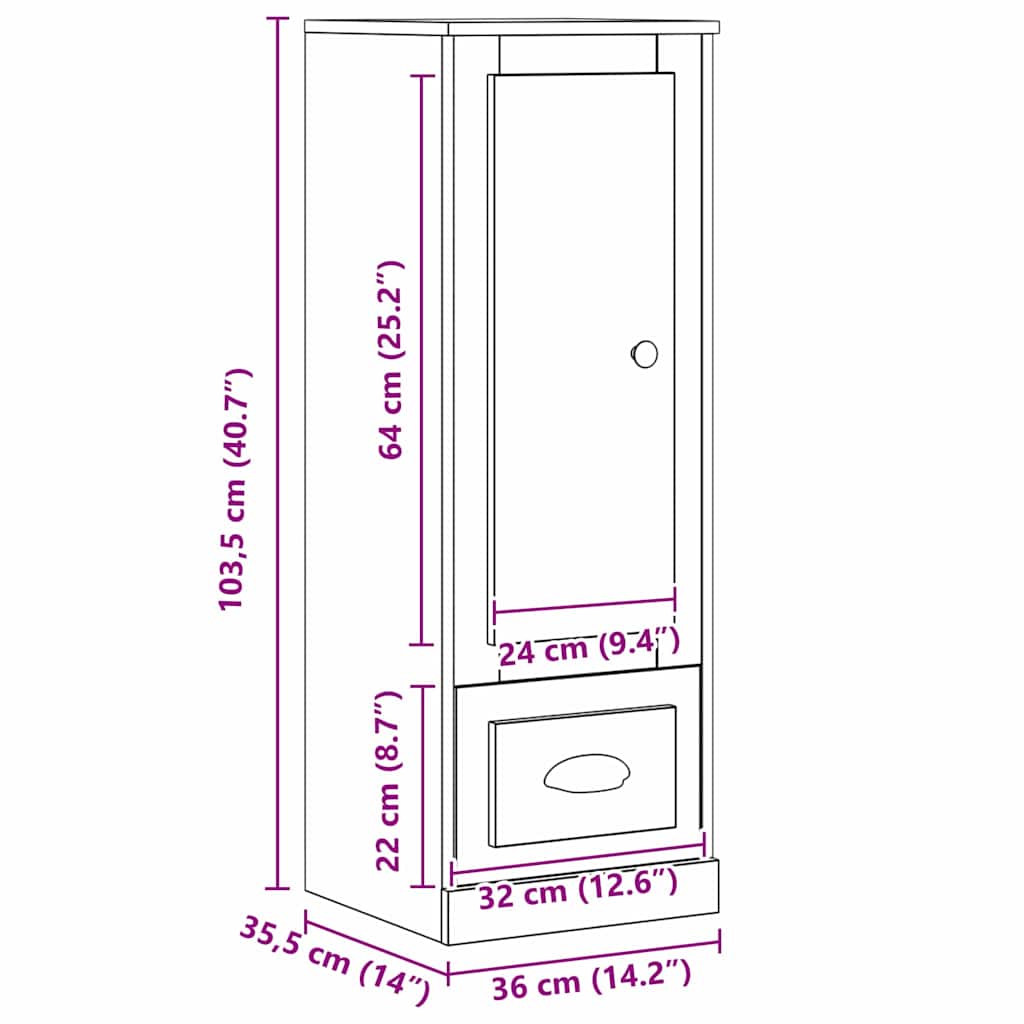 Highboard Crni hrast 36 x 35.5 x 103.5 cm Konstruirano drvo