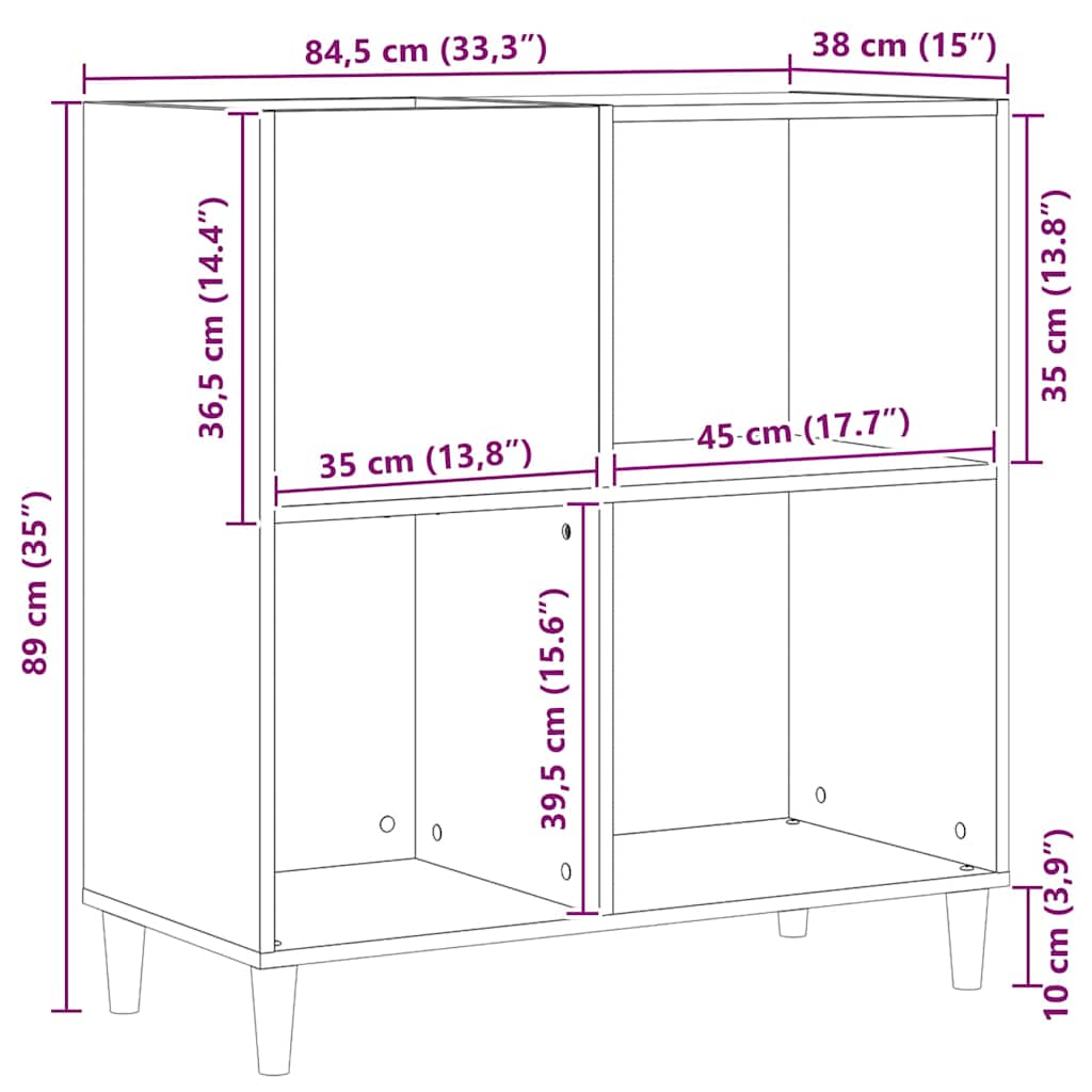 Ormar za ploče Crni hrast 84,5 x 38 x 89 cm Konstruirano drvo