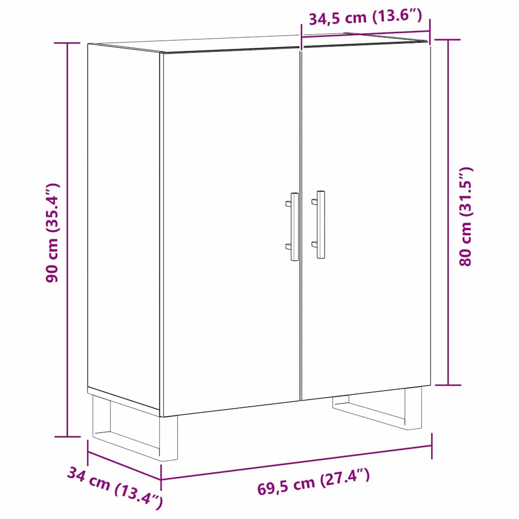 Kreveta Crni hrast 69,5 x 34 x 90 cm Konstruirano drvo