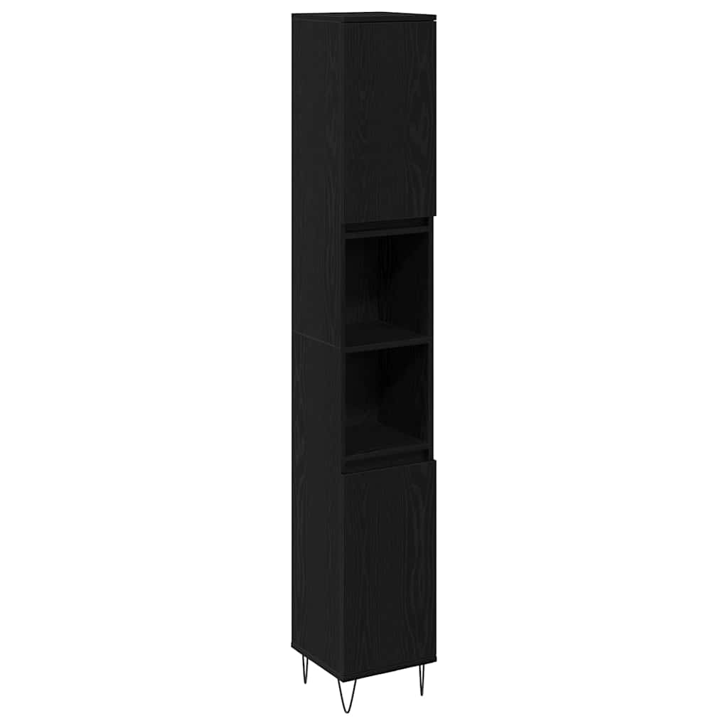 Kupaonski ormar Crni hrast 30 x 30 x 190 cm Konstruirano drvo
