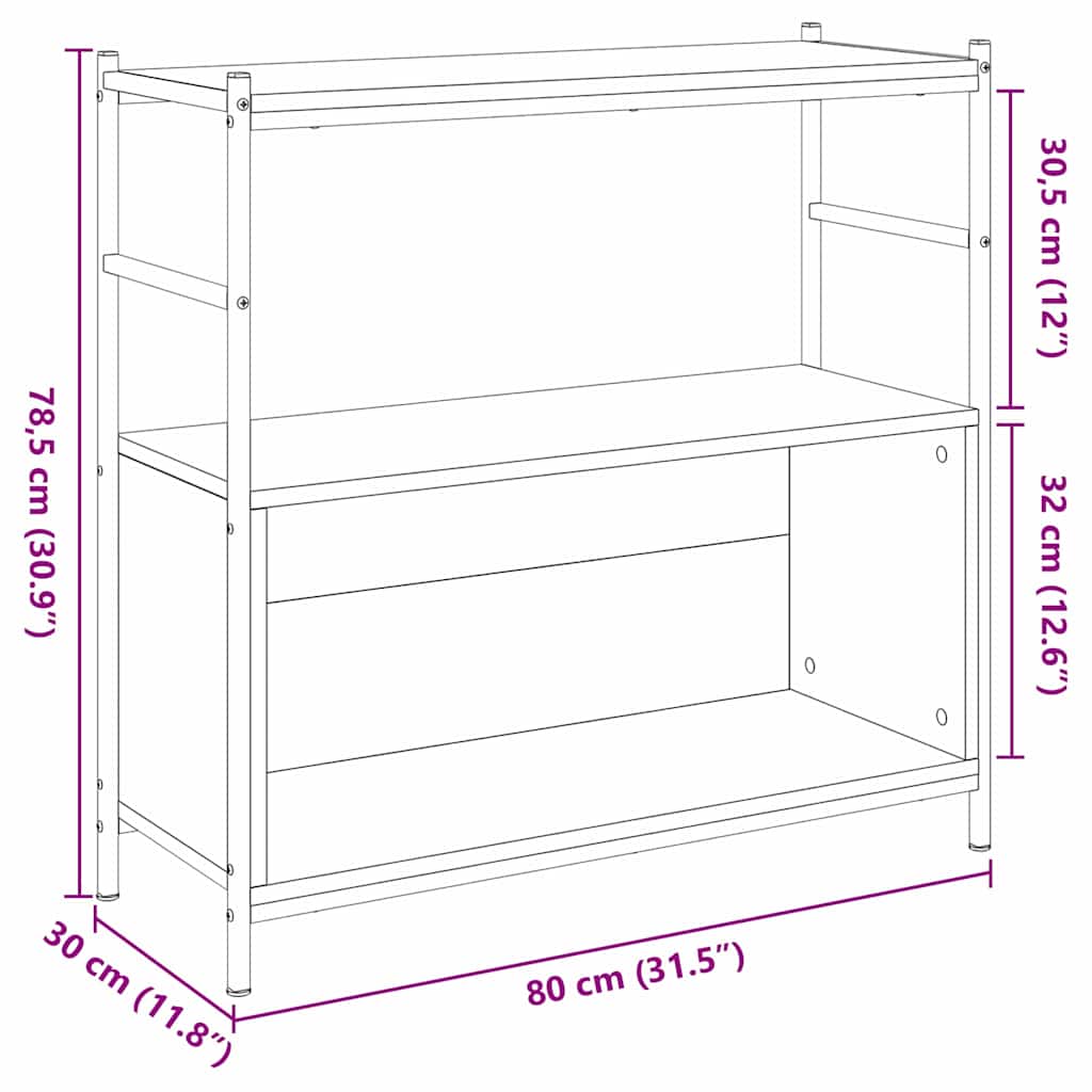 Polica Crni hrast 80 x 30 x 78.5 cm Konstruirano drvo