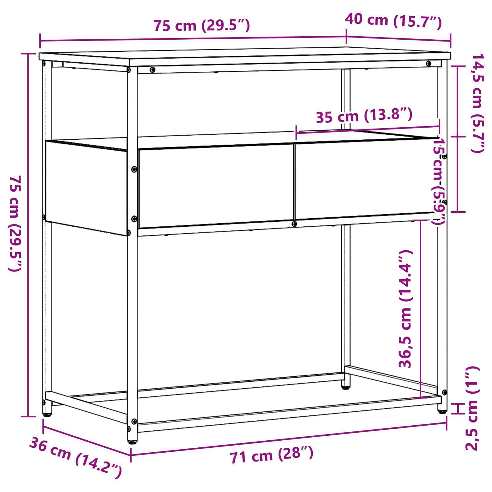 Konzolna stolica Crni hrast 75 x 40 x 75 cm Konstruirano drvo