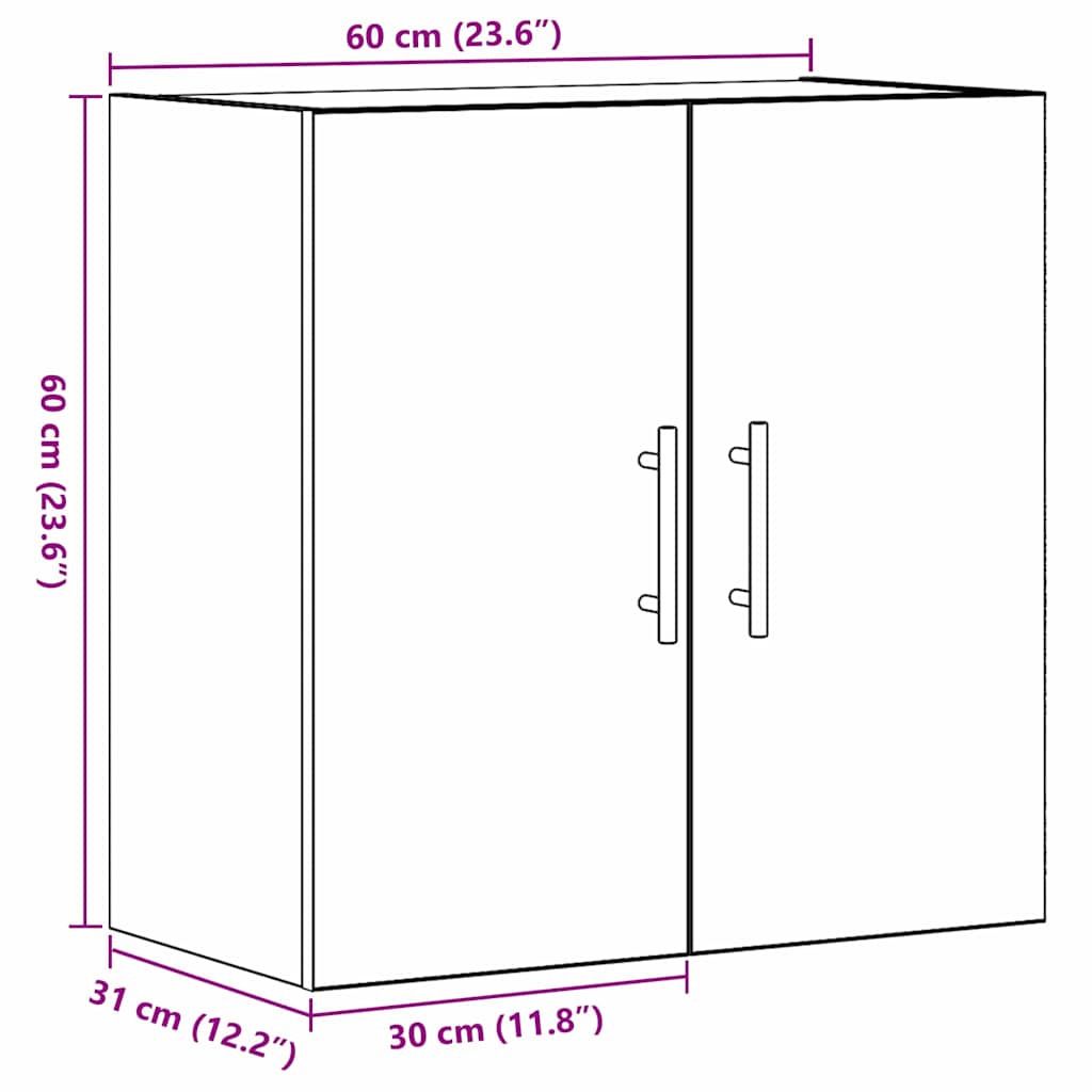 Kabinetski zidni 60 x 31 x 70 cm Konstruirano drvo Crni hrast