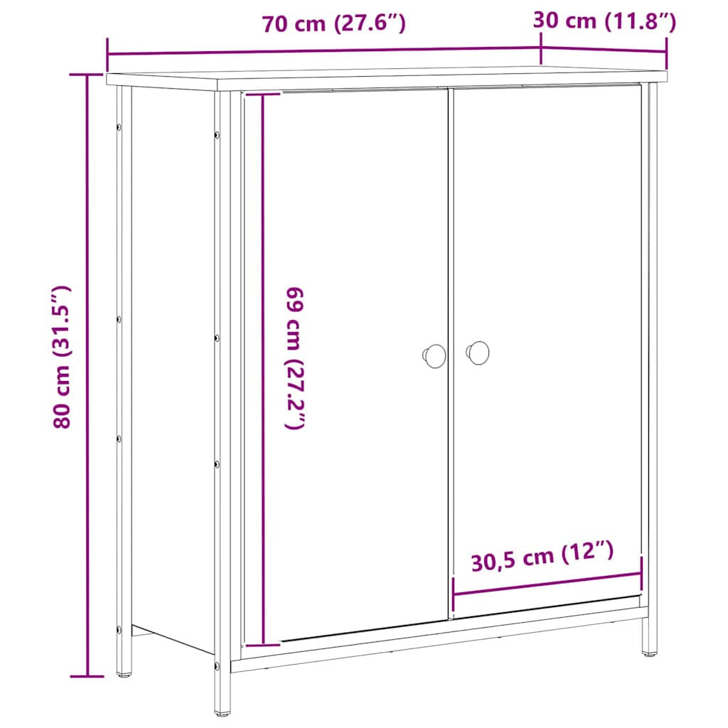 Kreveta Crni hrast 70 x 30 x 80 cm Konstruirano drvo