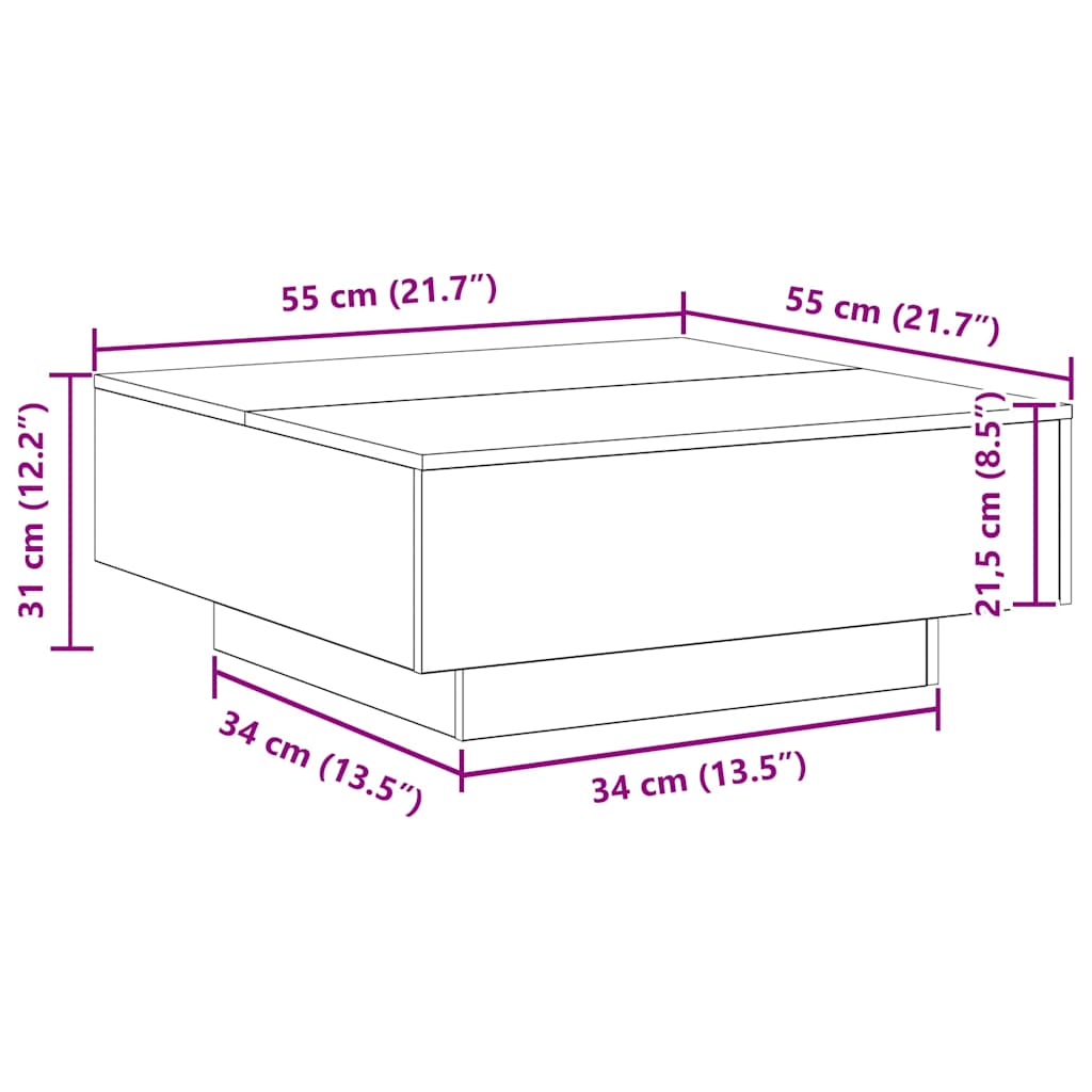Kava Stol Stari drvo i plava 80 x 80 x 31 cm Konstruirano drvo