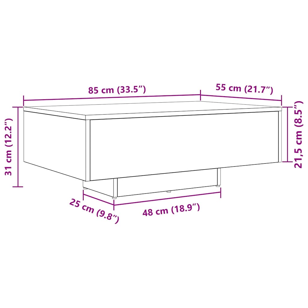 Kava Stol Staro drvo 85 x 55 x 31 cm Konstruirano drvo