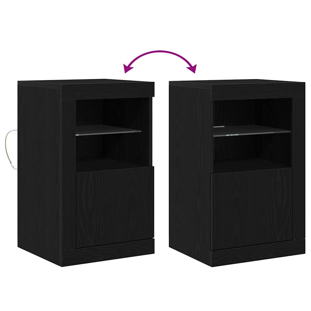 LED komoda 2 pcs Crni hrast 41 x 37 x 67 cm Konstruirano drvo