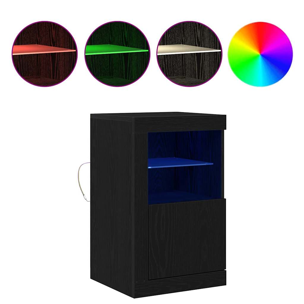 LED komoda 2 pcs Crni hrast 41 x 37 x 67 cm Konstruirano drvo