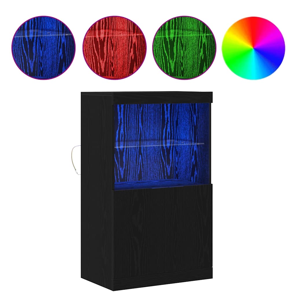 LED komoda Crna 60 x 37 x 100 cm Konstruirano drvo