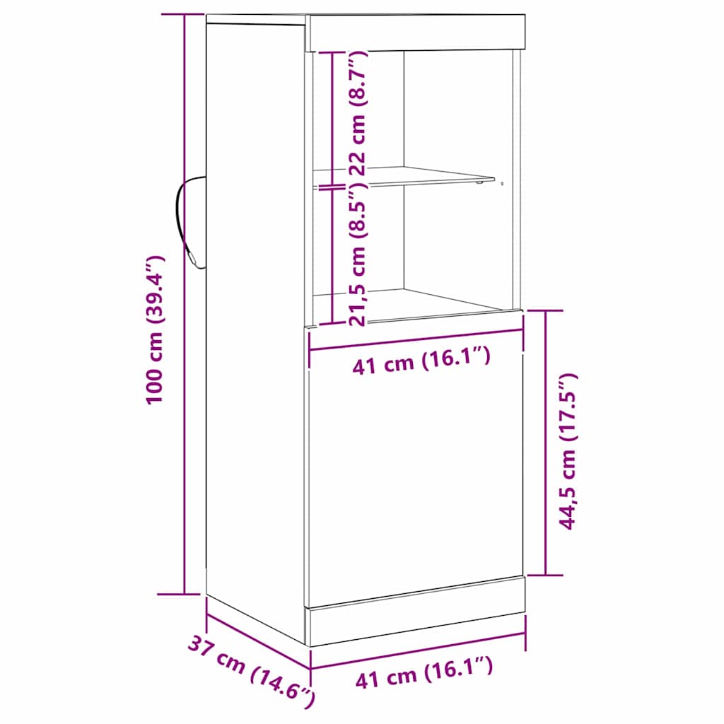 LED komoda Crni hrast 41 x 37 x 100 cm Konstruirano drvo