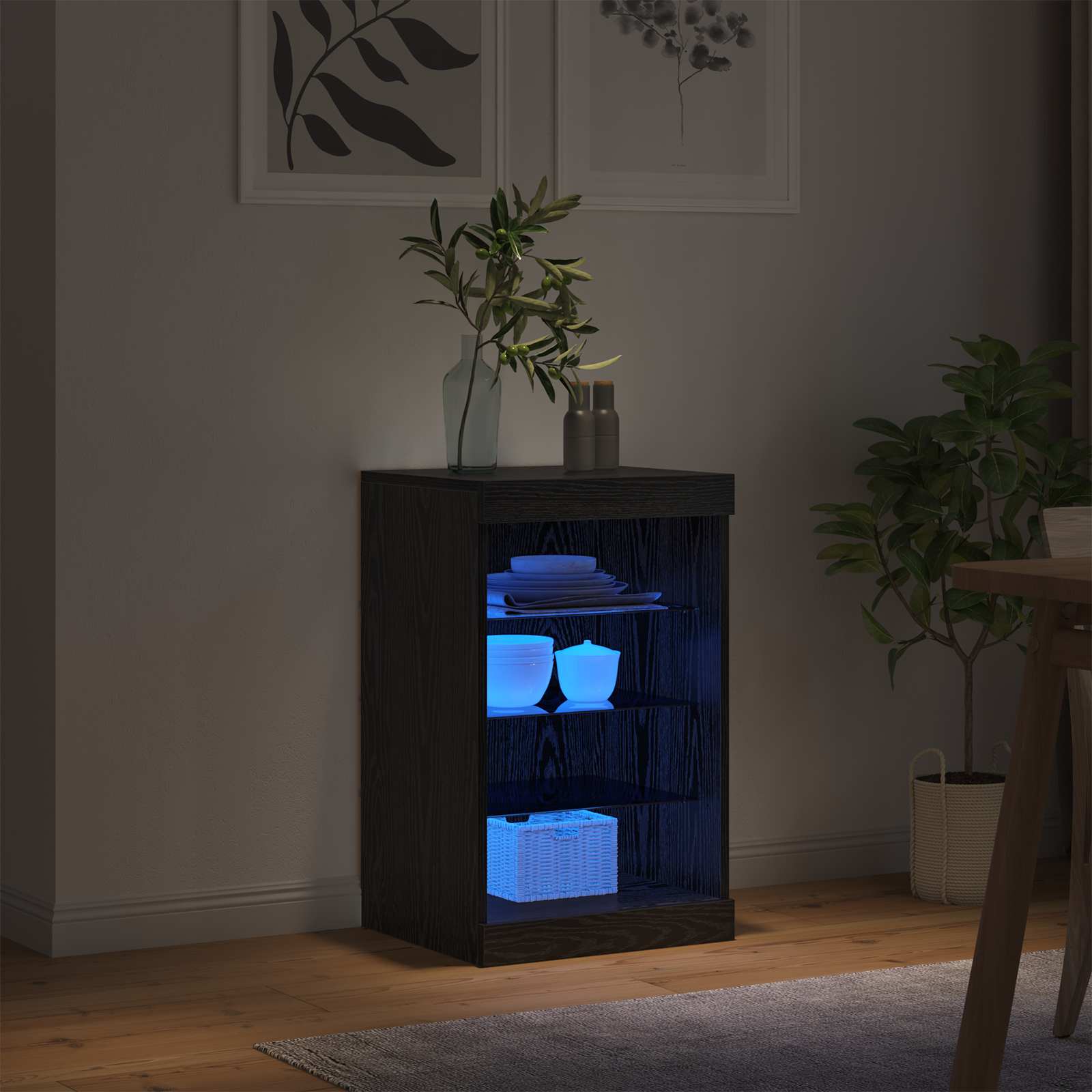 LED komoda Crni hrast 41 x 37 x 67 cm Konstruirano drvo