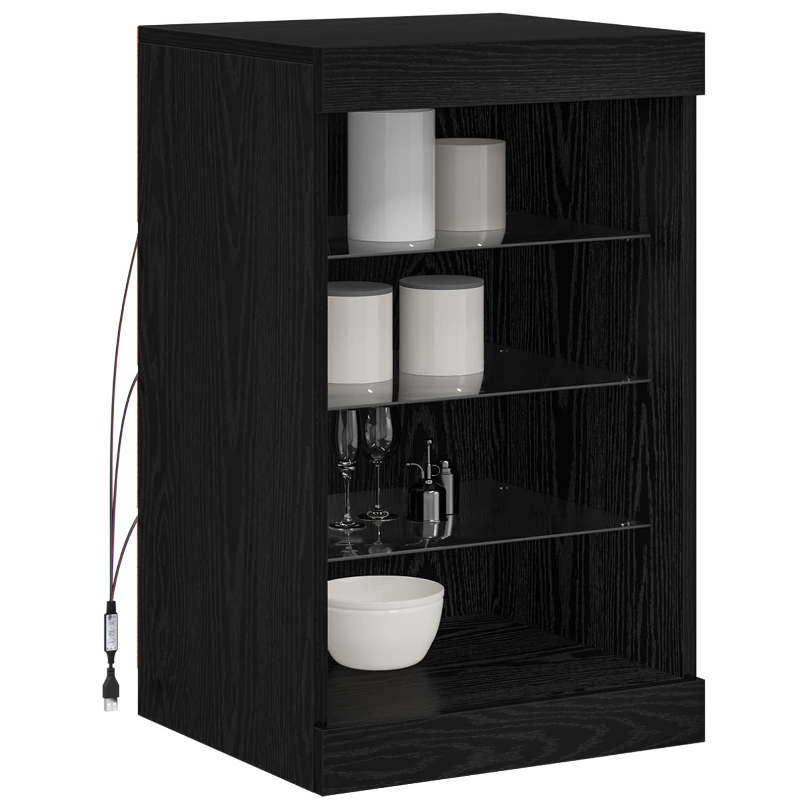 LED komoda Crni hrast 41 x 37 x 67 cm Konstruirano drvo