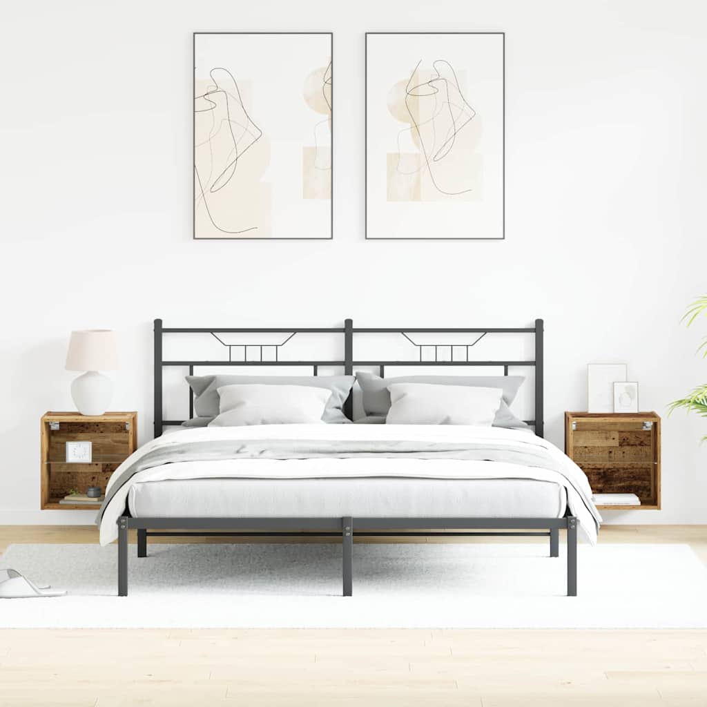 Floating Shelf with LED Light 2 pcs Smeđa 40 x 28,5 x 40 cm