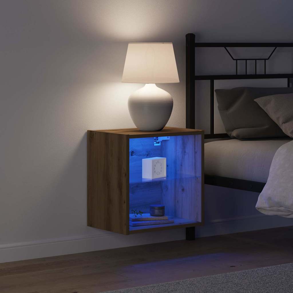 Floating Shelf with LED Light s policom Smeđa 40 x 28,5 x 40 cm