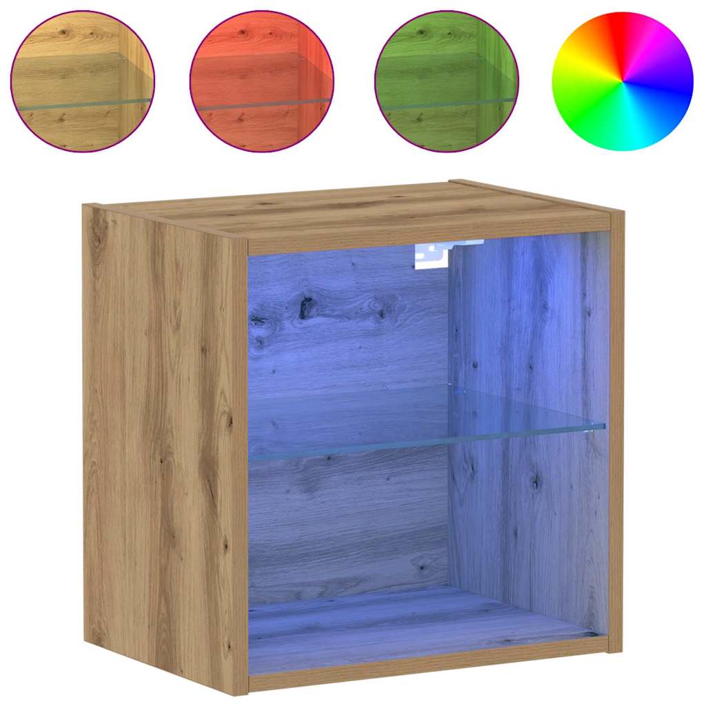 Floating Shelf with LED Light s policom Smeđa 40 x 28,5 x 40 cm